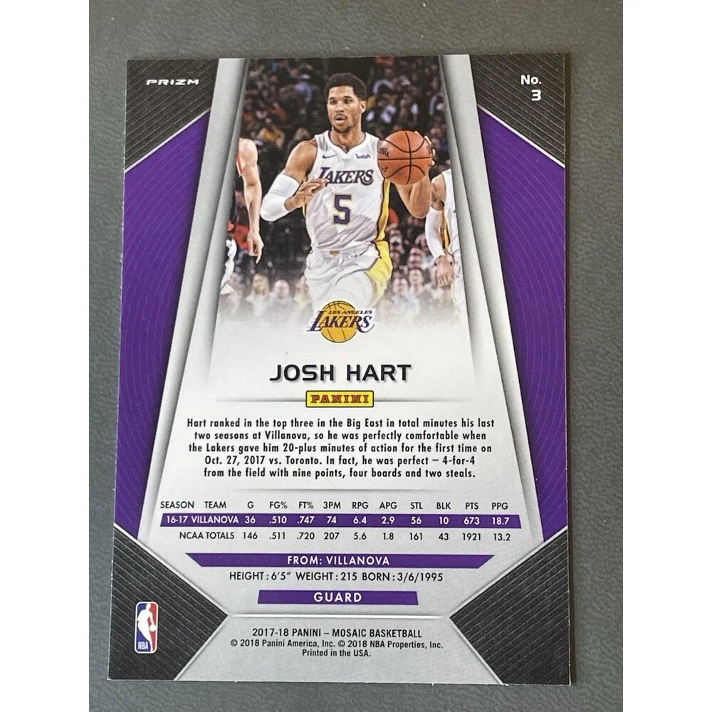 2017-18 Mosaic Prizm Josh Hart #3 Lot Silver Green Orange Blue Red Purple /99